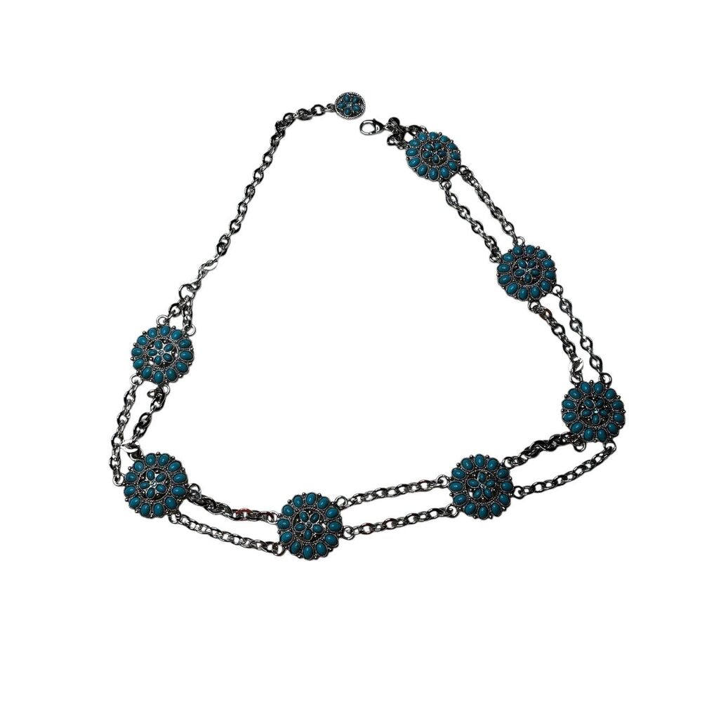 Express Turquoise Silver Medallion Belt Women’s Approx 39” Lobster Clip Closure